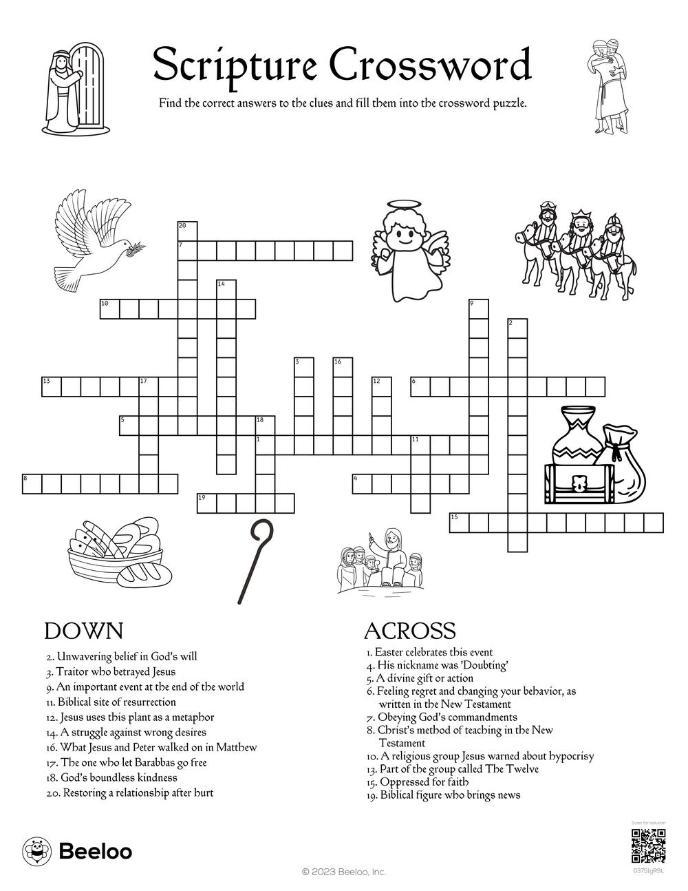 New Testament-themed Crossword Puzzles • Beeloo Printable Crafts and Activities for Kids