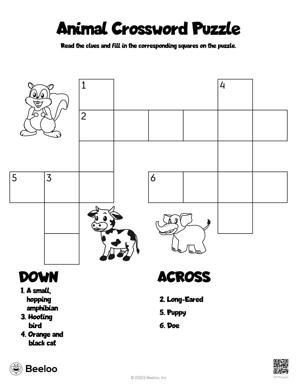 Animal Crossword Puzzle Printable Free Printable Temp Vrogue co