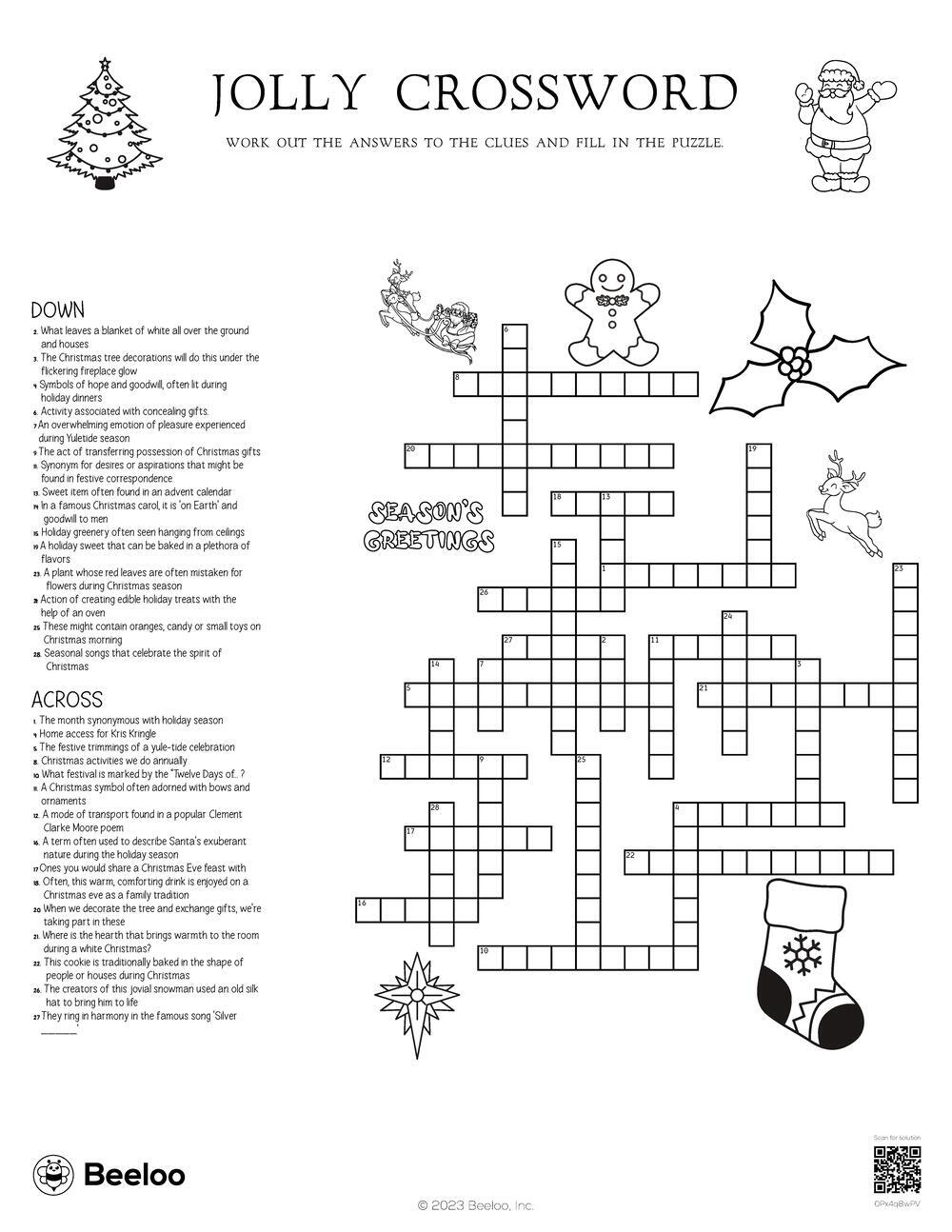 Jolly Crossword Beeloo Printable Crafts And Activities For Kids