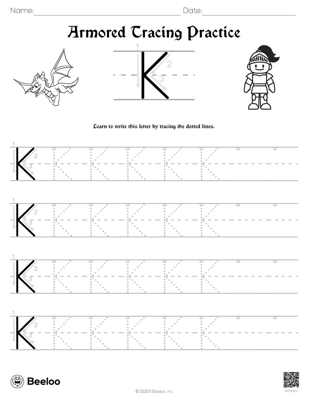 Armored Tracing Practice Beeloo Printable Crafts And Activities For Kids
