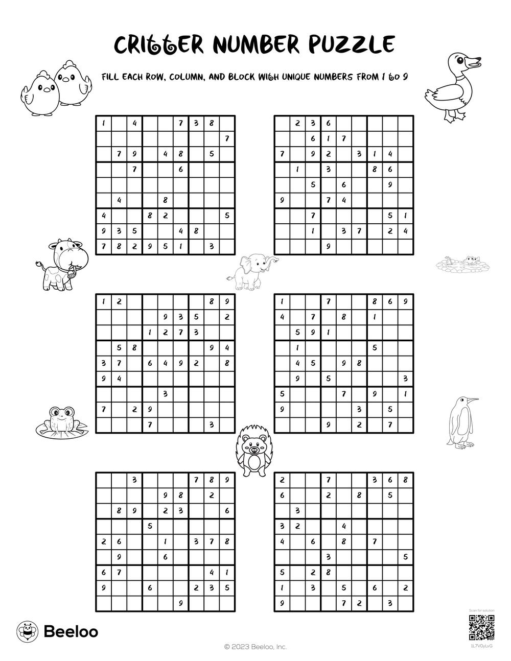 Critter Number Puzzle Beeloo Printable Crafts And Activities For Kids
