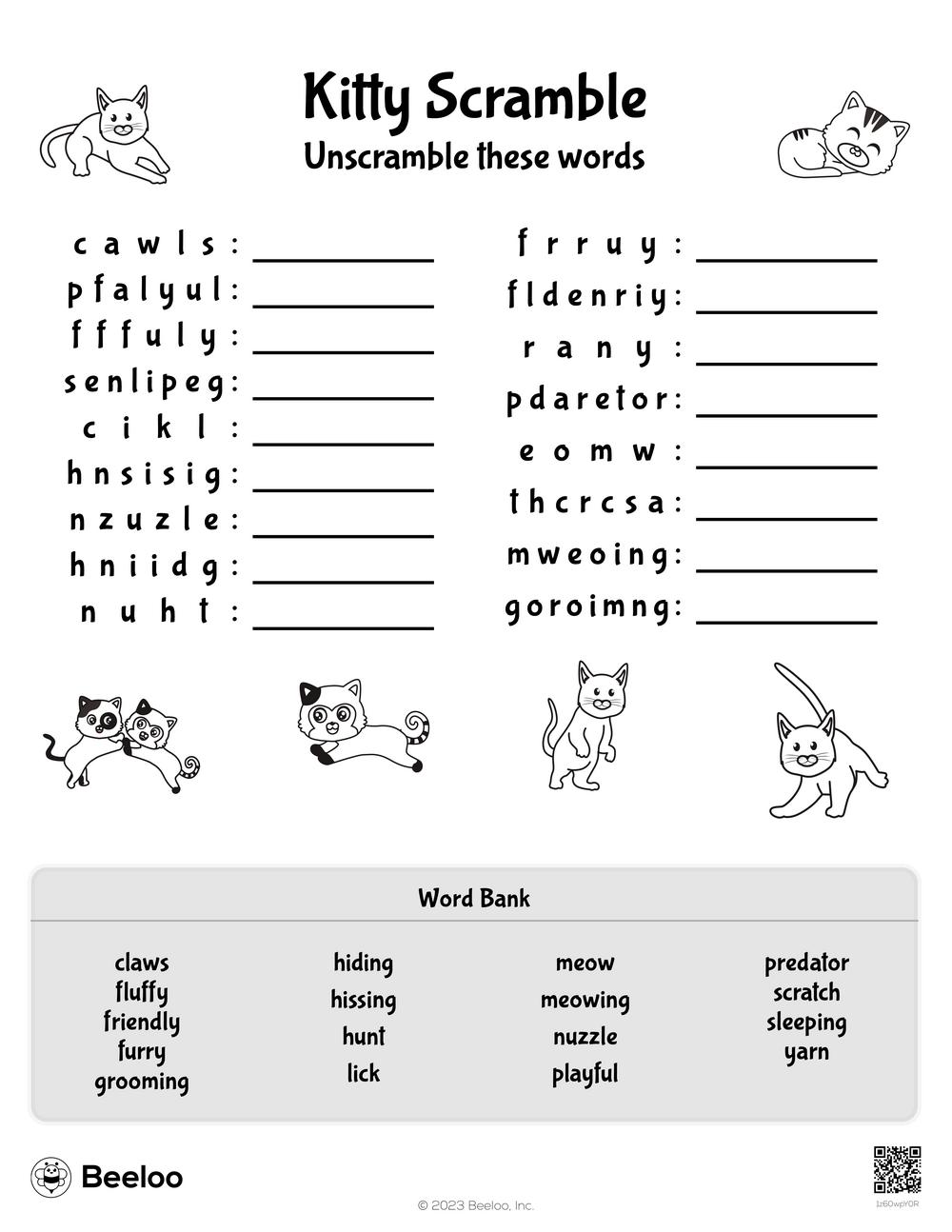 Kitty Scramble Beeloo Printable Crafts For Kids