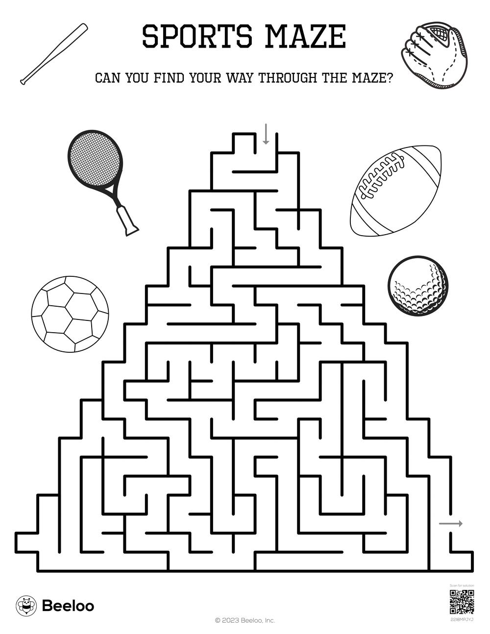 Sports Maze Beeloo Printable Crafts And Activities For Kids