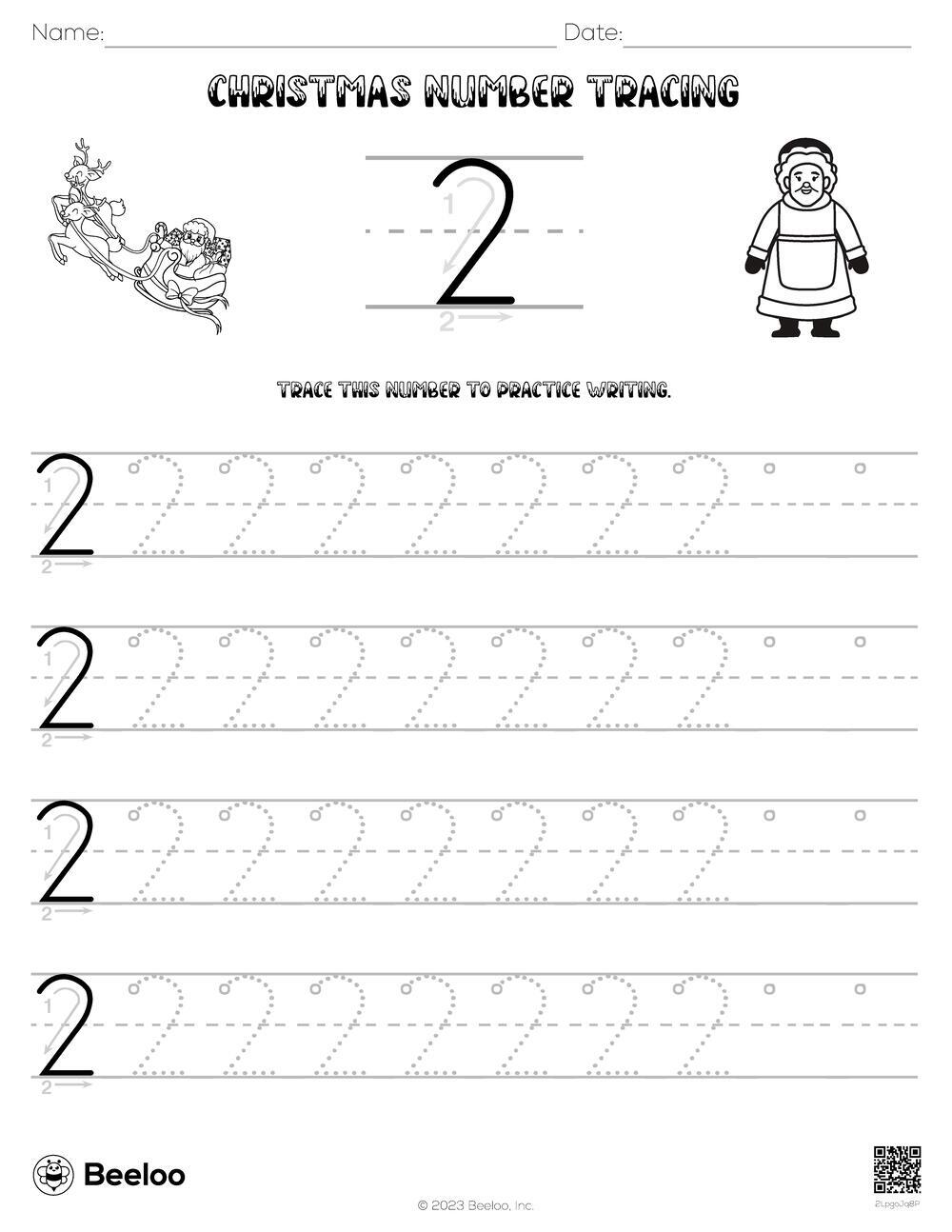 Christmas Number Tracing Beeloo Printable Crafts And Activities For Kids