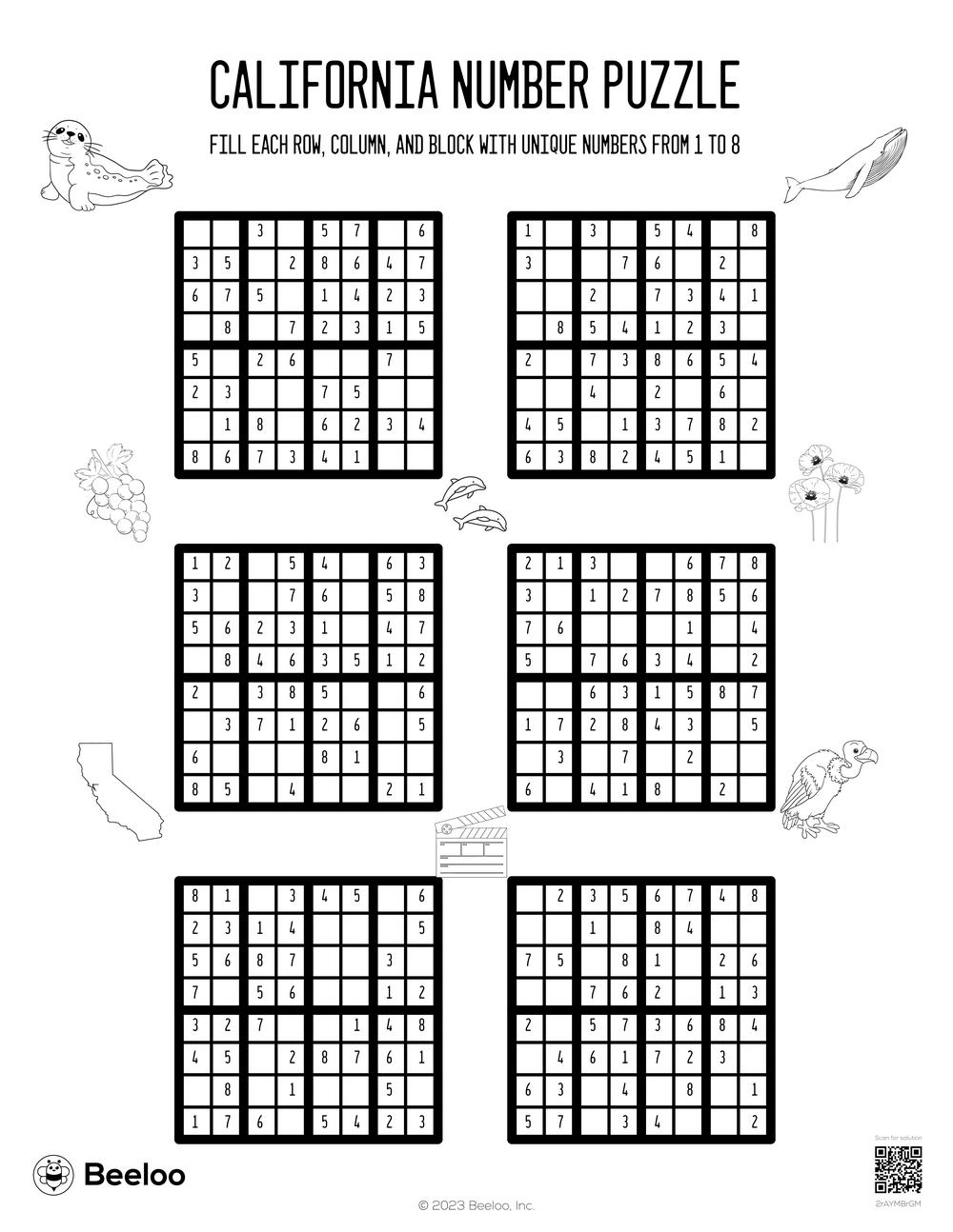 California Number Puzzle Beeloo Printable Crafts And Activities For Kids