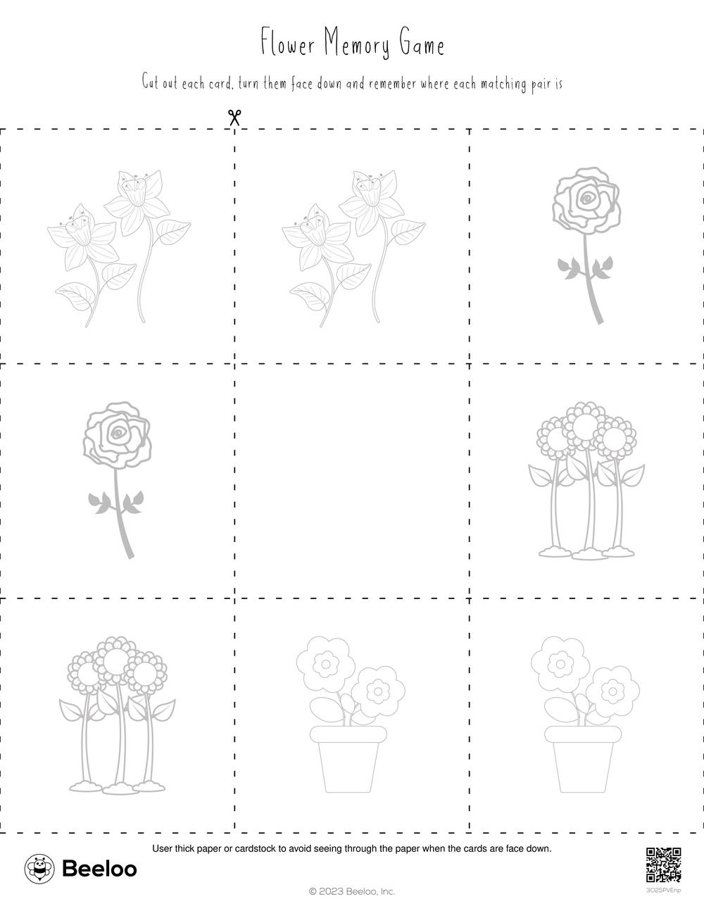 Flower themed Memory Games Beeloo Printable Crafts And Activities For 