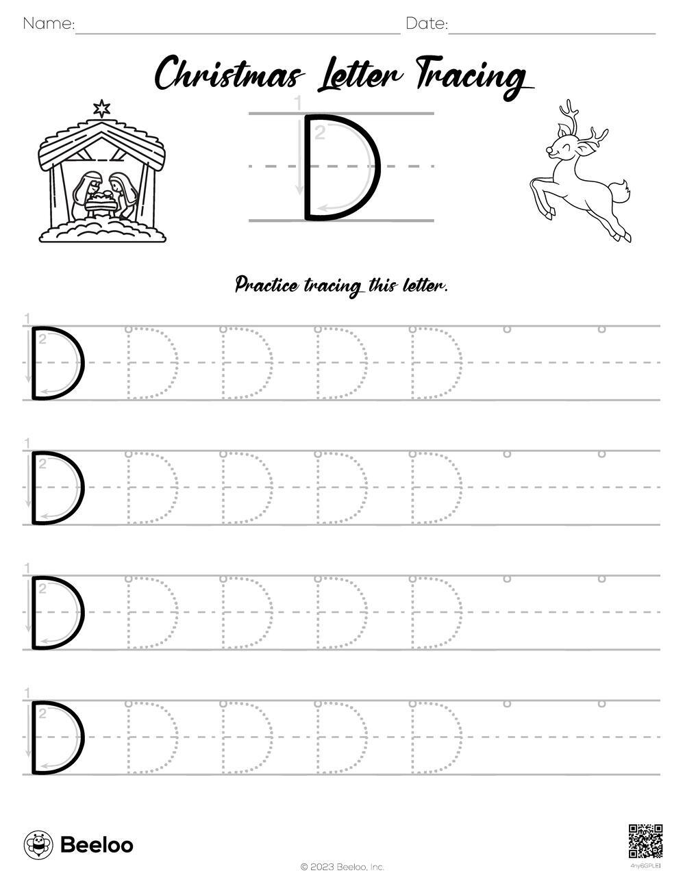 Christmas Letter Tracing Beeloo Printable Crafts And Activities For Kids