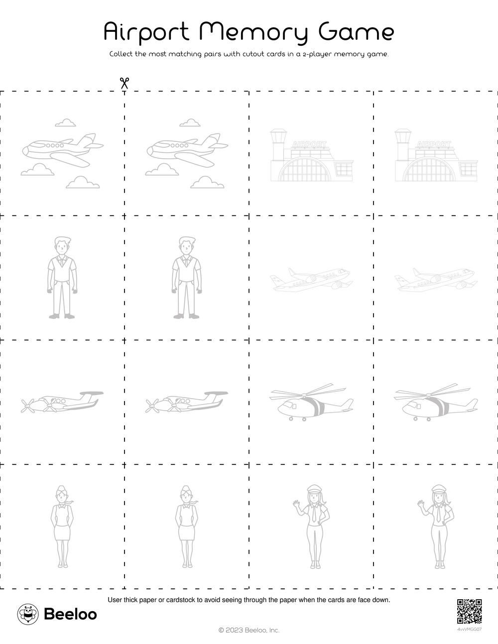 Airport themed Memory Games Beeloo Printable Crafts And Activities 