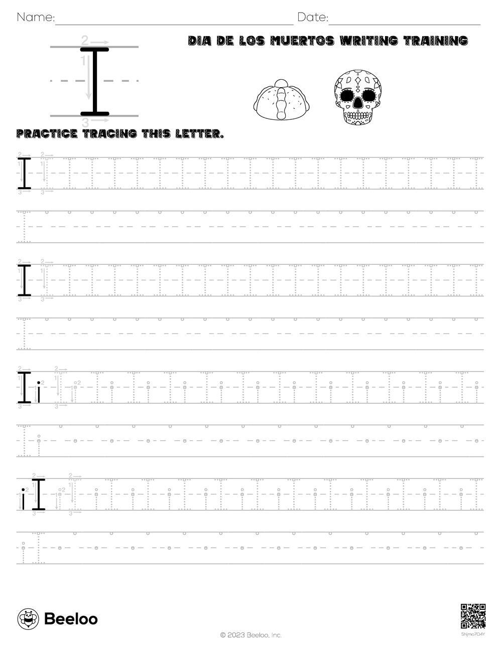 Dia De Los Muertos Writing Training Beeloo Printable Crafts And Dia De Los Muertos Writing Training Beeloo Printable Crafts And