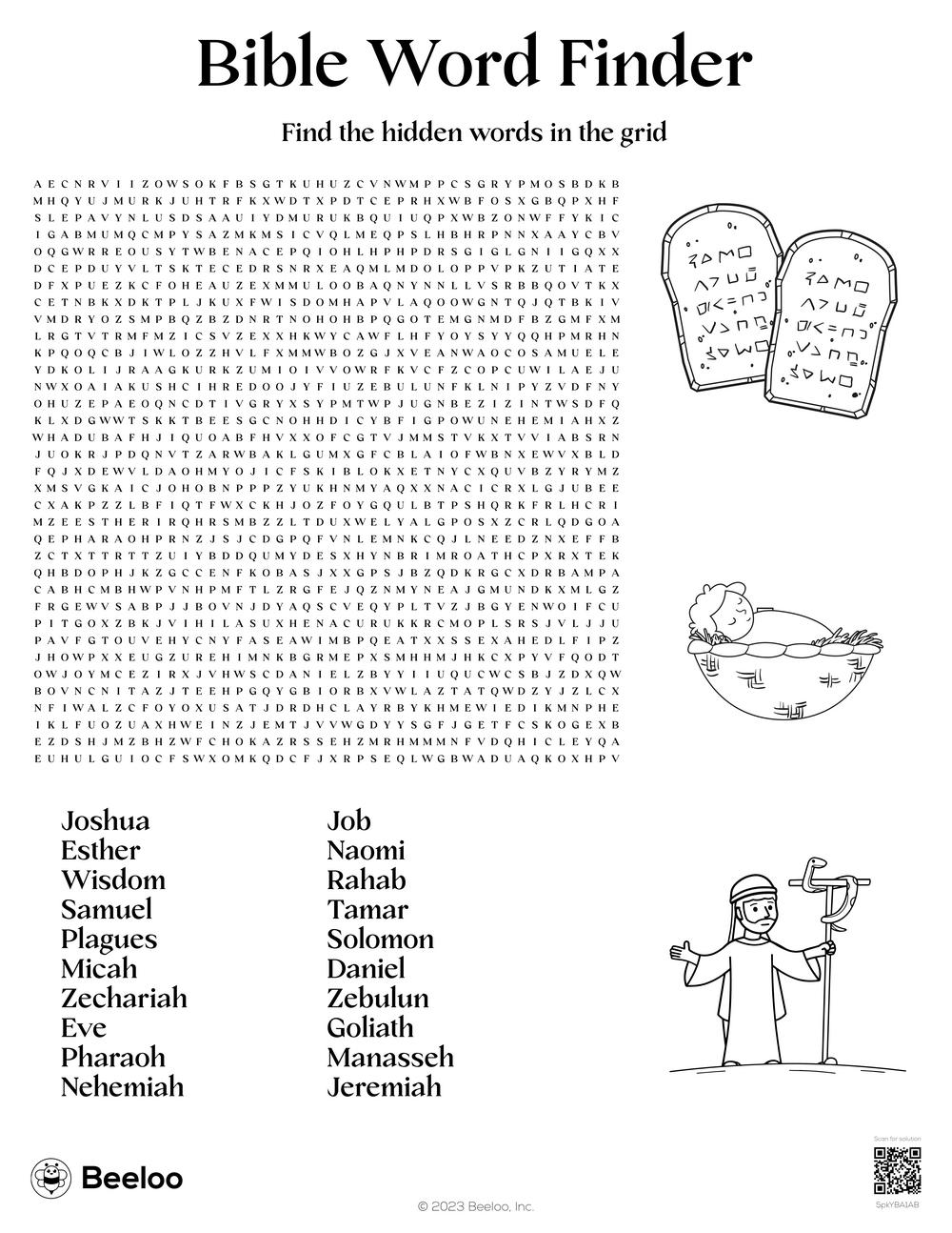 Old Testament themed Word Searches Beeloo Printables