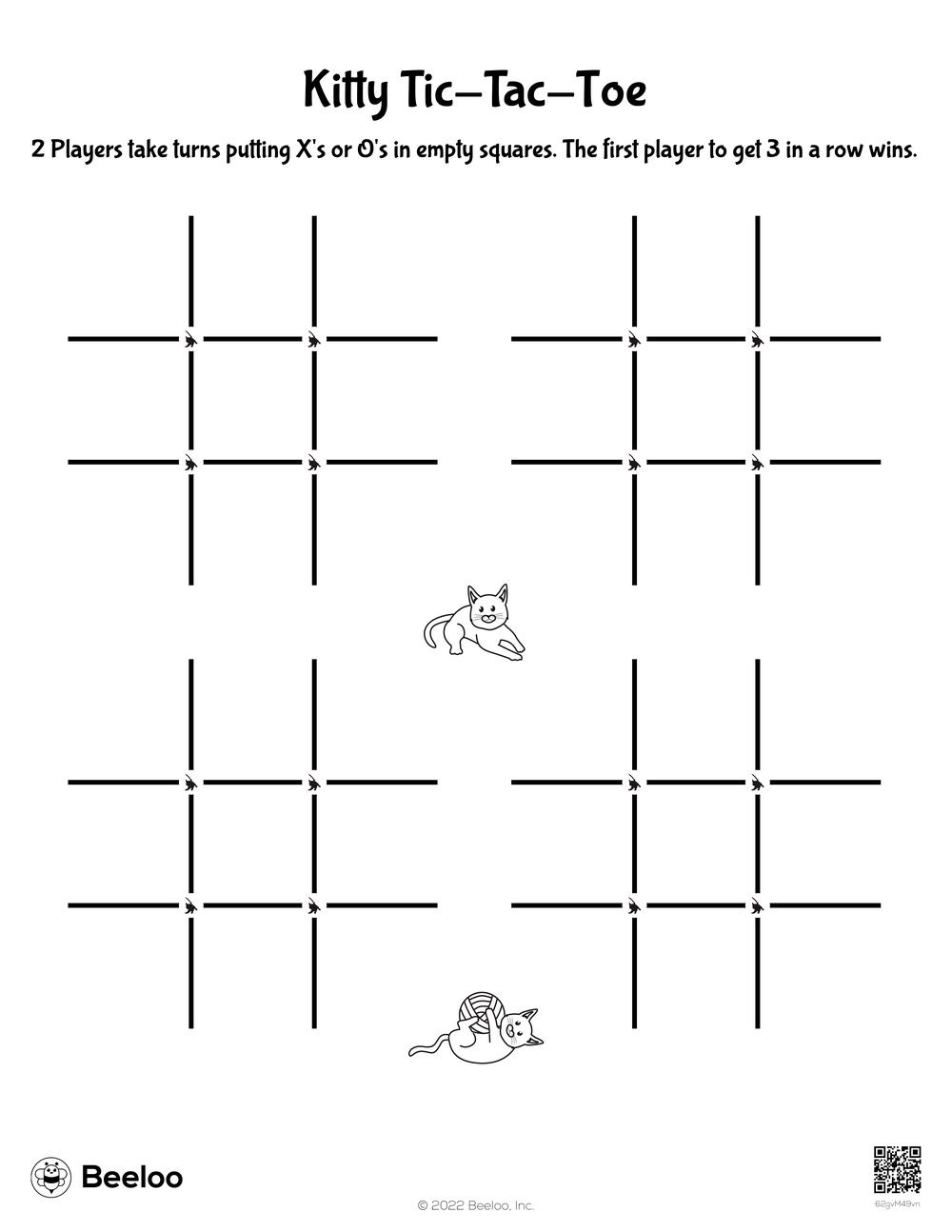 Cat themed Tic tac toe Games Beeloo Printable Crafts And Activities 