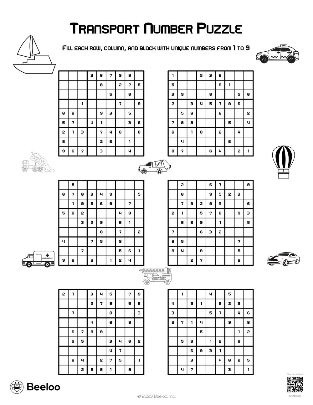 Transport Number Puzzle Beeloo Printable Crafts And Activities For Kids