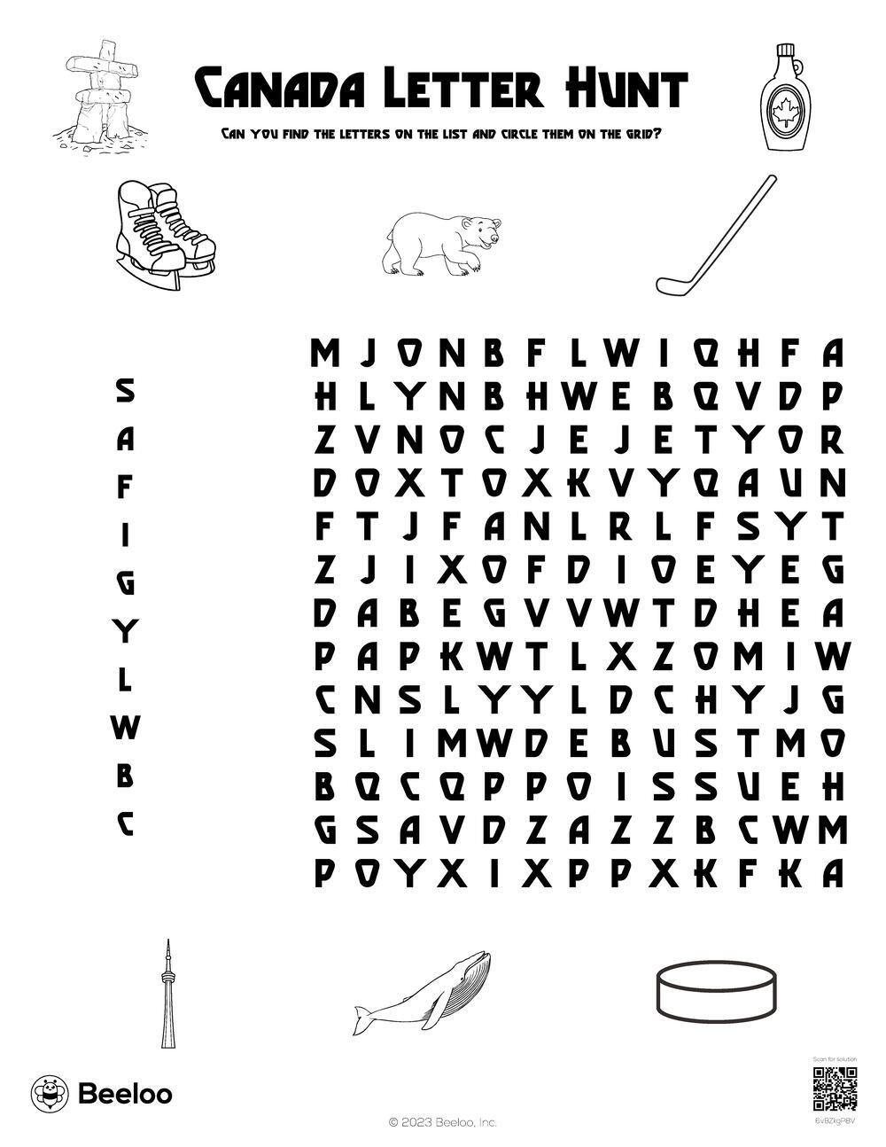 Canada Letter Hunt Beeloo Printable Crafts And Activities For Kids