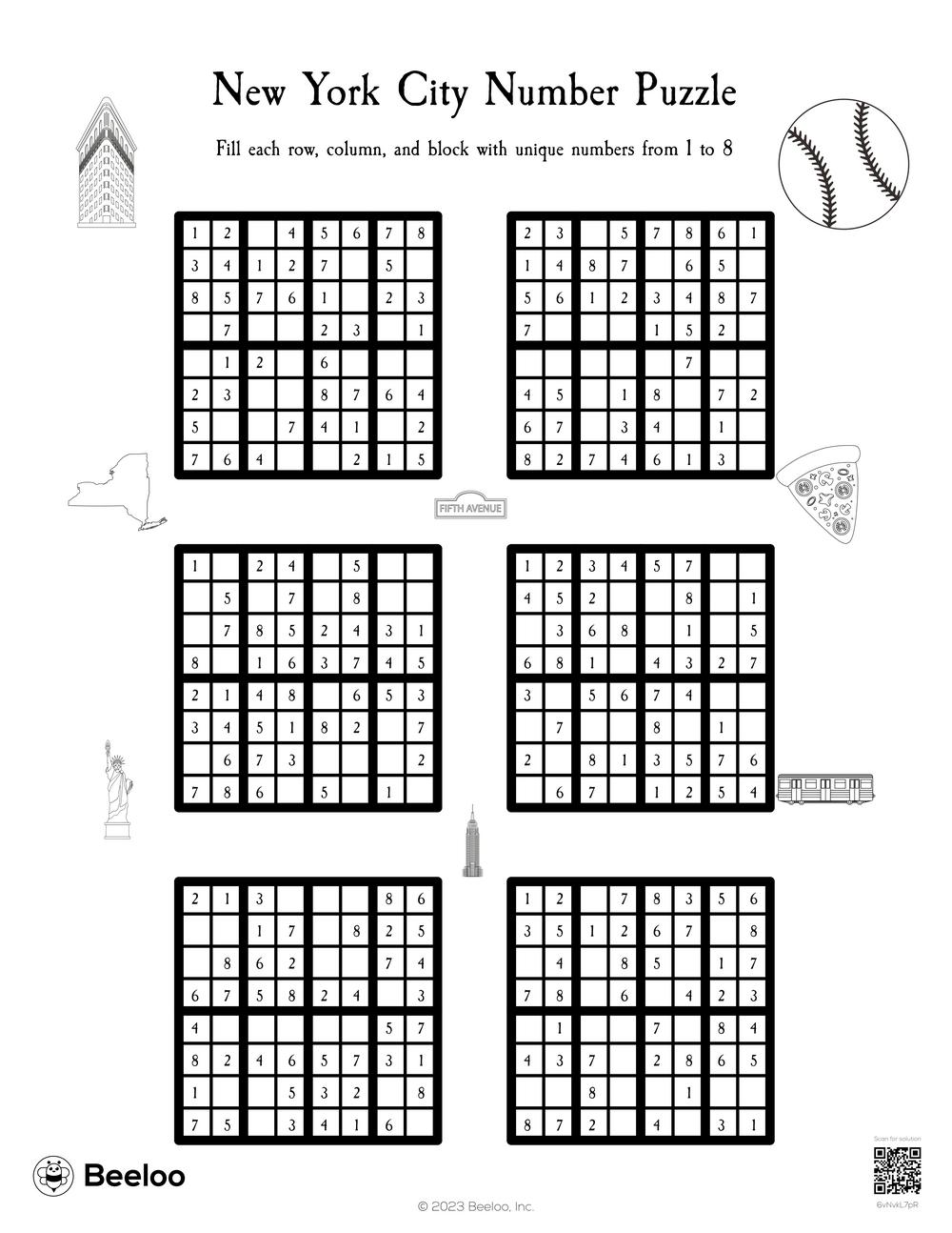 New York City Number Puzzle Beeloo Printable Crafts And Activities 