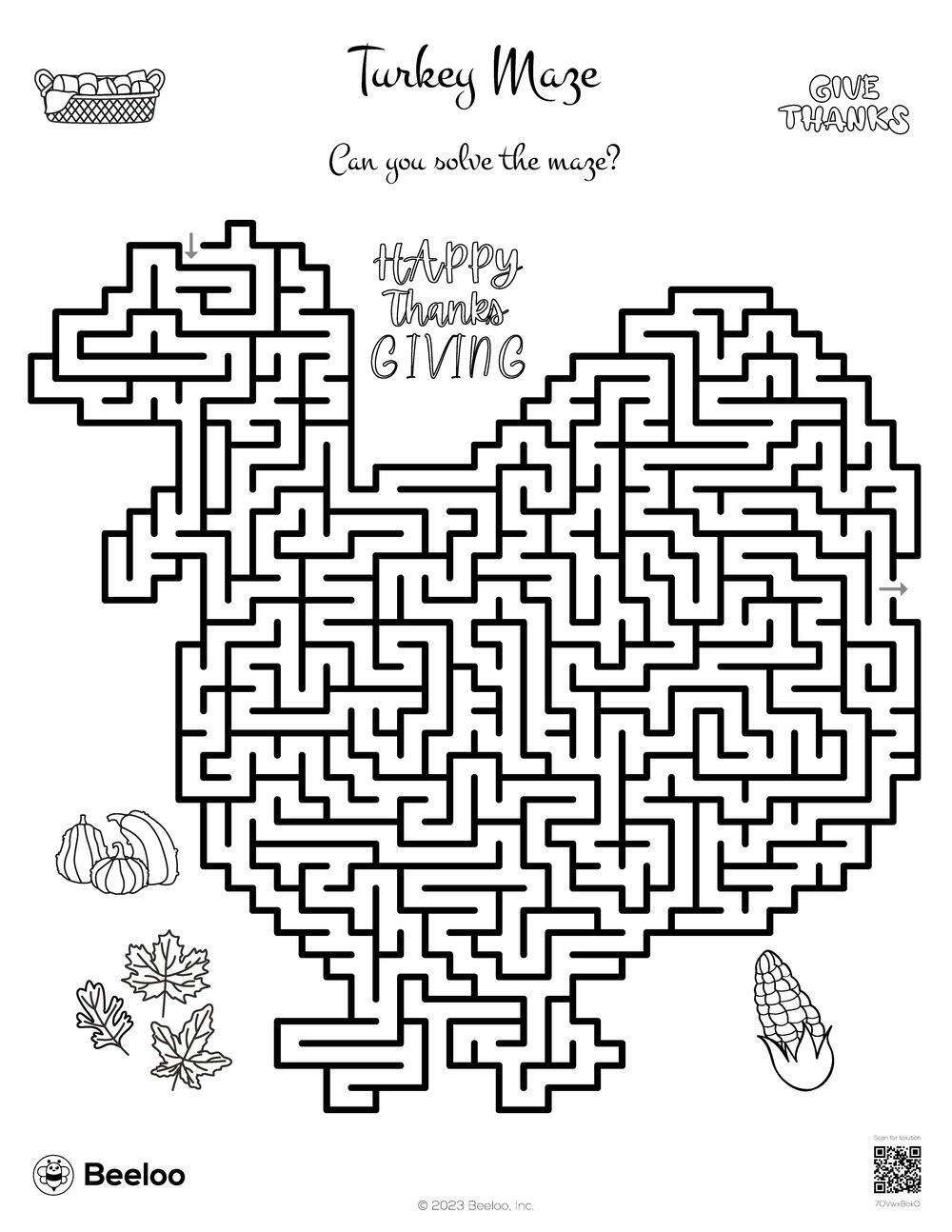 Turkey Maze Beeloo Printable Crafts And Activities For Kids Turkey Maze Beeloo Printable Crafts And Activities For Kids