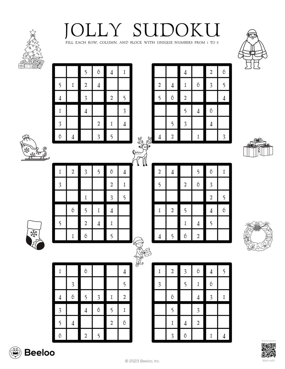 Jolly Sudoku Beeloo Printable Crafts And Activities For Kids