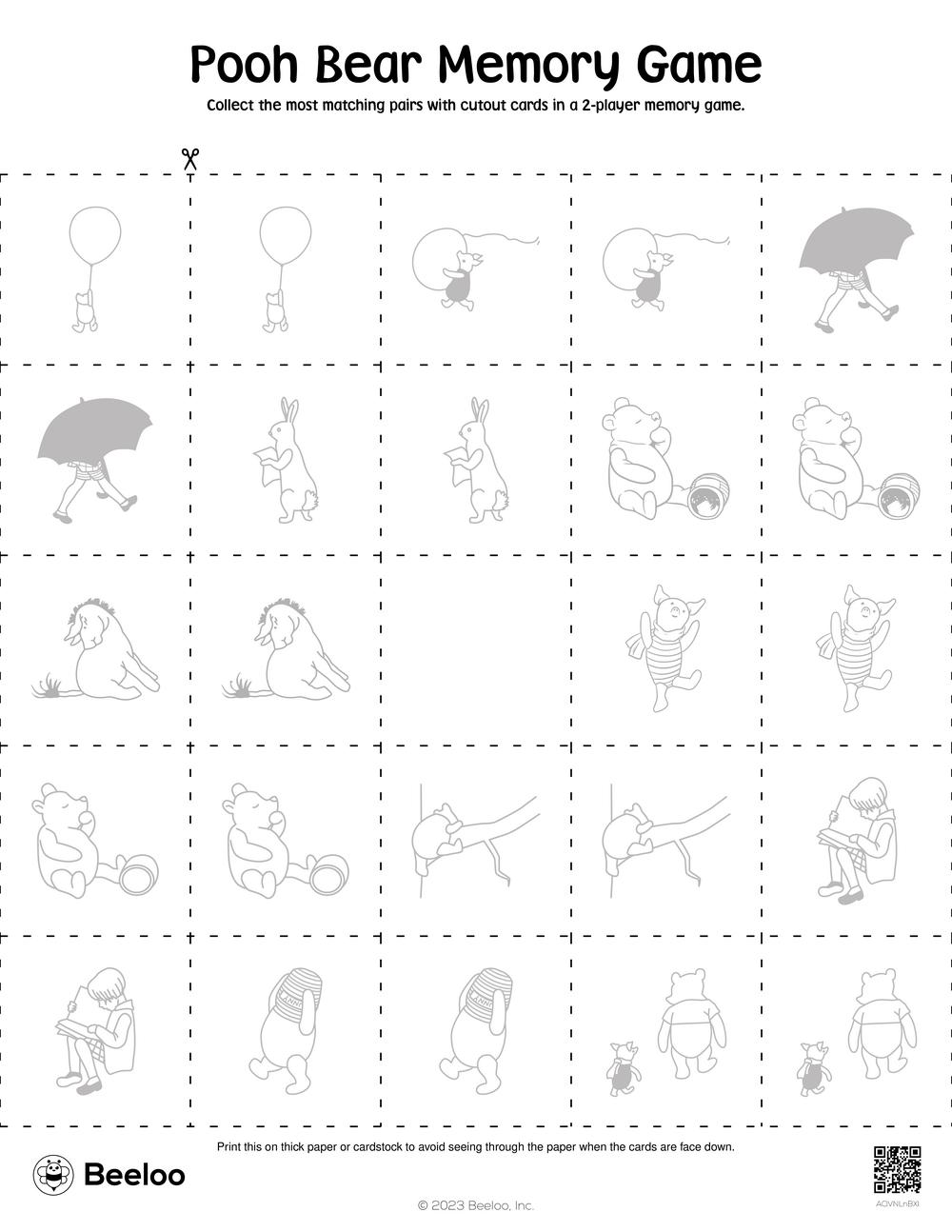 Winnie the Pooh themed Memory Games Beeloo Printable Crafts And Winnie the Pooh themed Memory Games Beeloo Printable Crafts And
