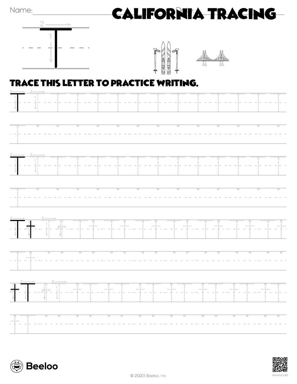 California Tracing Beeloo Printable Crafts And Activities For Kids