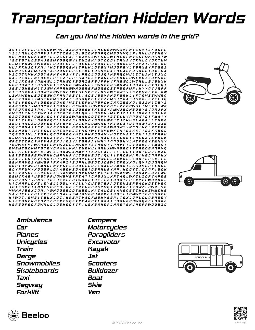 Transportation Hidden Words Beeloo Printable Crafts For Kids ApRrJn4qO 