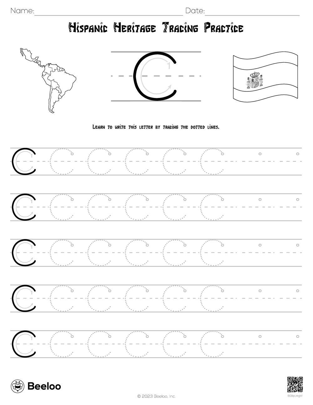 Hispanic Heritage Tracing Practice Beeloo Printable Crafts And 