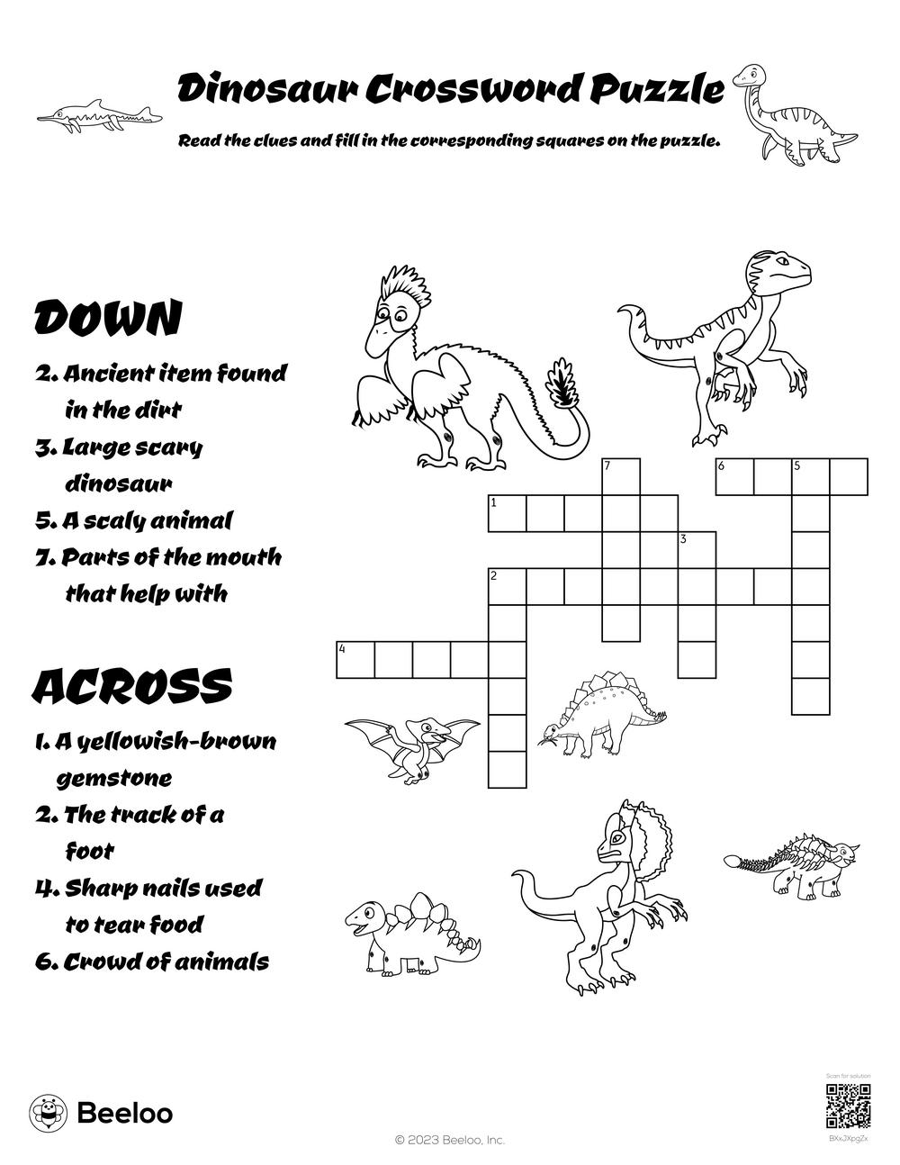 Dinosaur themed Crossword Puzzles Beeloo Printable Crafts And Dinosaur themed Crossword Puzzles Beeloo Printable Crafts And