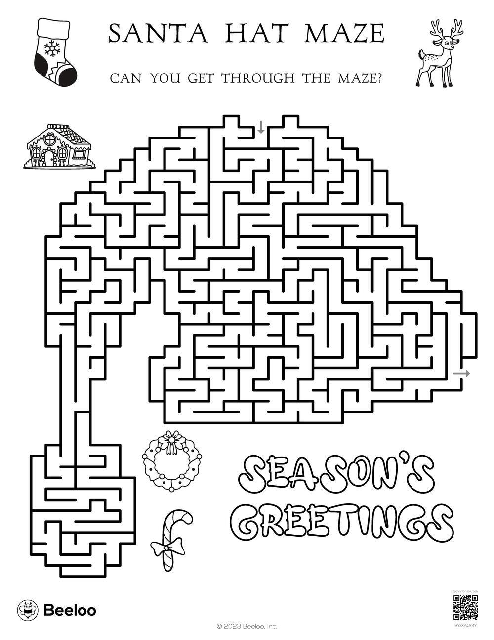 Santa Hat Maze Beeloo Printable Crafts And Activities For Kids