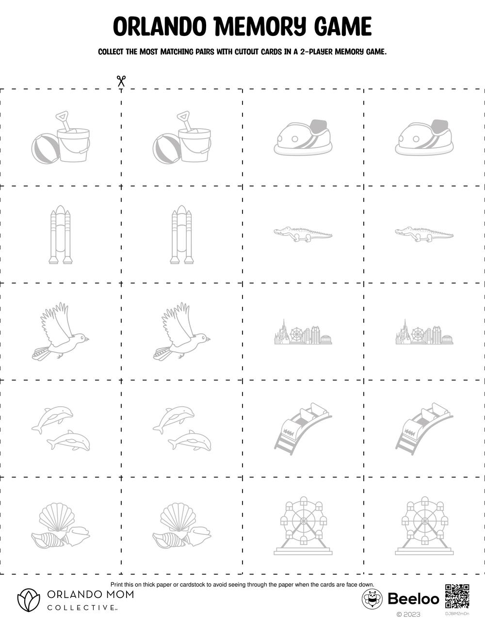 Orlando themed Memory Games Beeloo Printable Crafts And Activities 