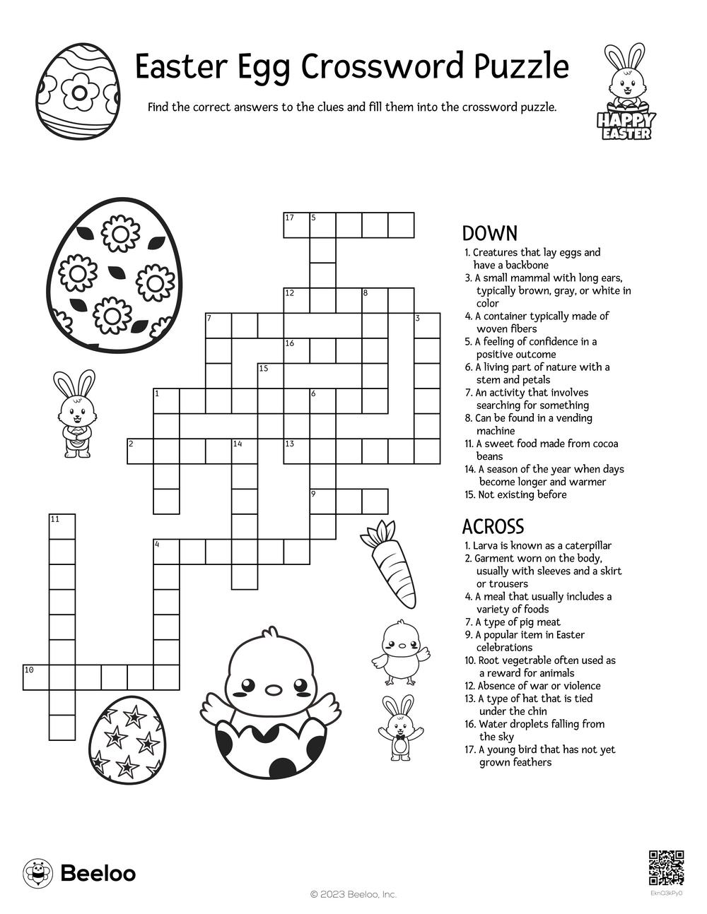 Easter Egg Crossword Puzzle Beeloo Printable Crafts For Kids EknQ3kPy0 