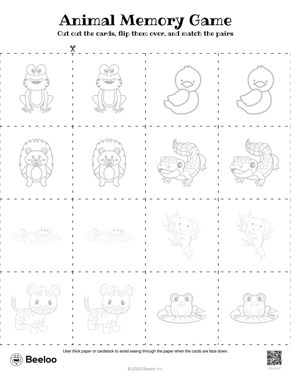 Animal themed Memory Games Beeloo Printable Crafts And Activities For 