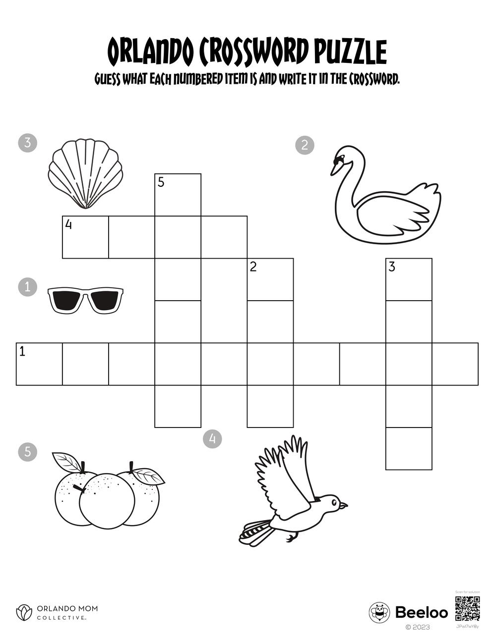 Orlando Crossword Puzzle Beeloo Printable Crafts And Activities For Kids
