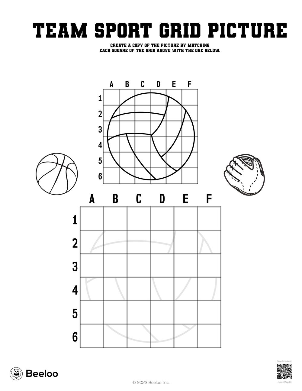 Team Sport Grid Picture Beeloo Printable Crafts And Activities For Kids