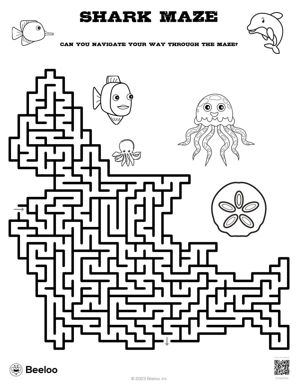 Shark Maze Beeloo Printable Crafts And Activities For Kids