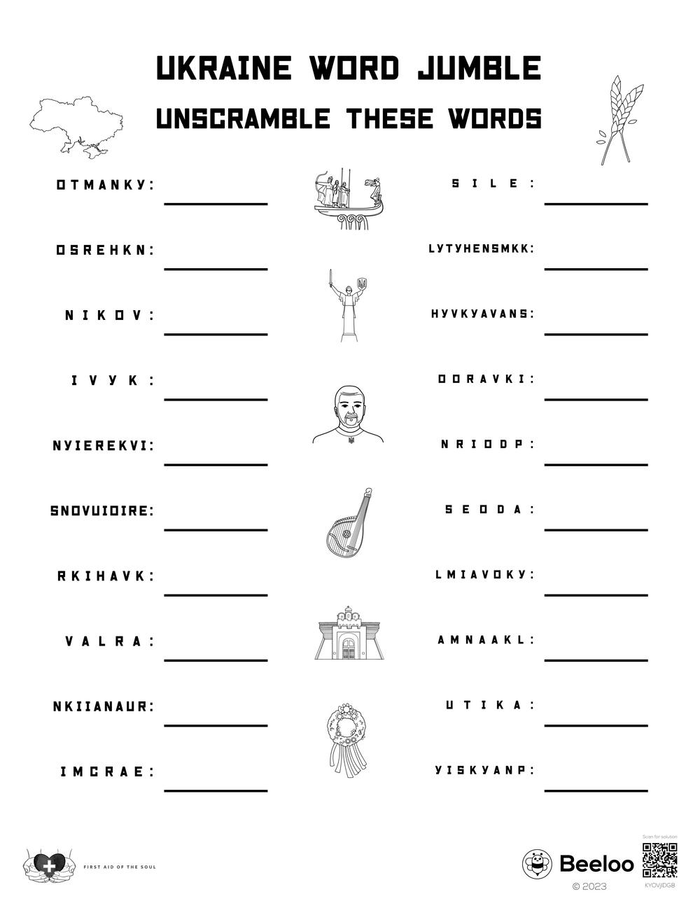 Ukraine Word Jumble Beeloo Printable Crafts And Activities For Kids