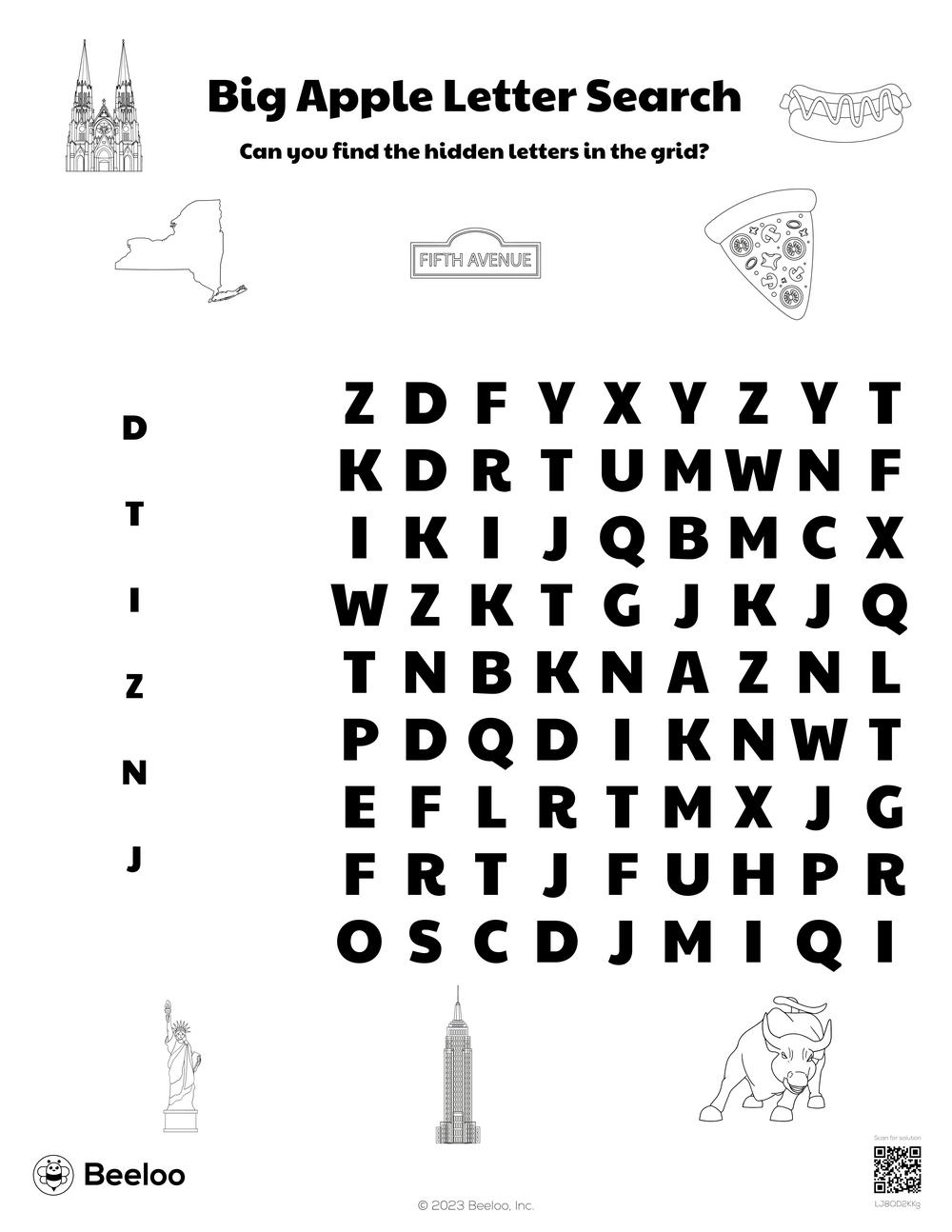 Big Apple Letter Search Beeloo Printable Crafts And Activities For Kids Big Apple Letter Search Beeloo Printable Crafts And Activities For Kids