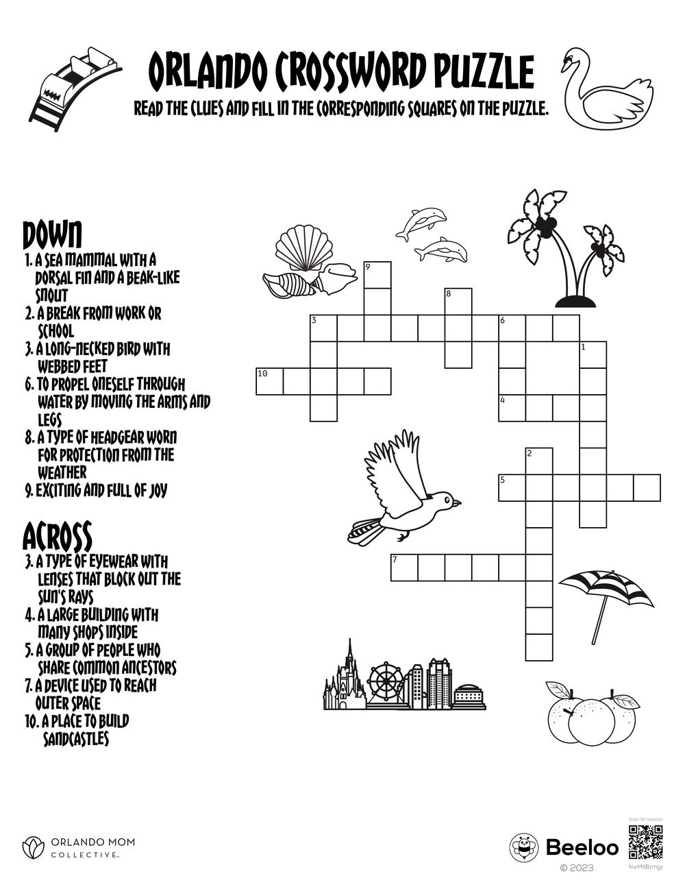 Orlando Crossword Puzzle Beeloo Printable Crafts For Kids NwMXBzmgz 