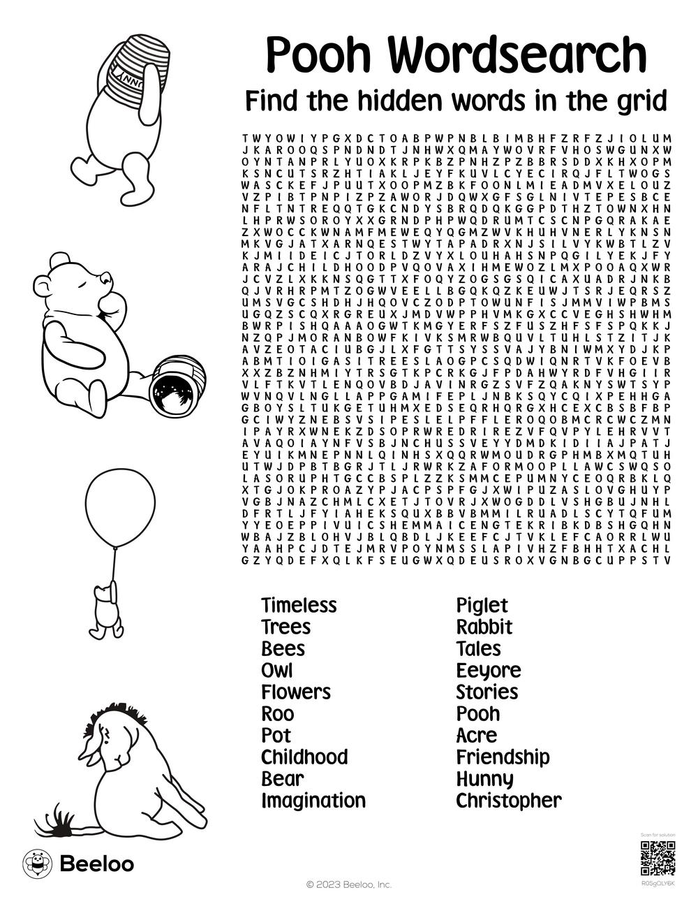 Pooh Wordsearch Beeloo Printable Crafts For Kids R05gQLY6K 