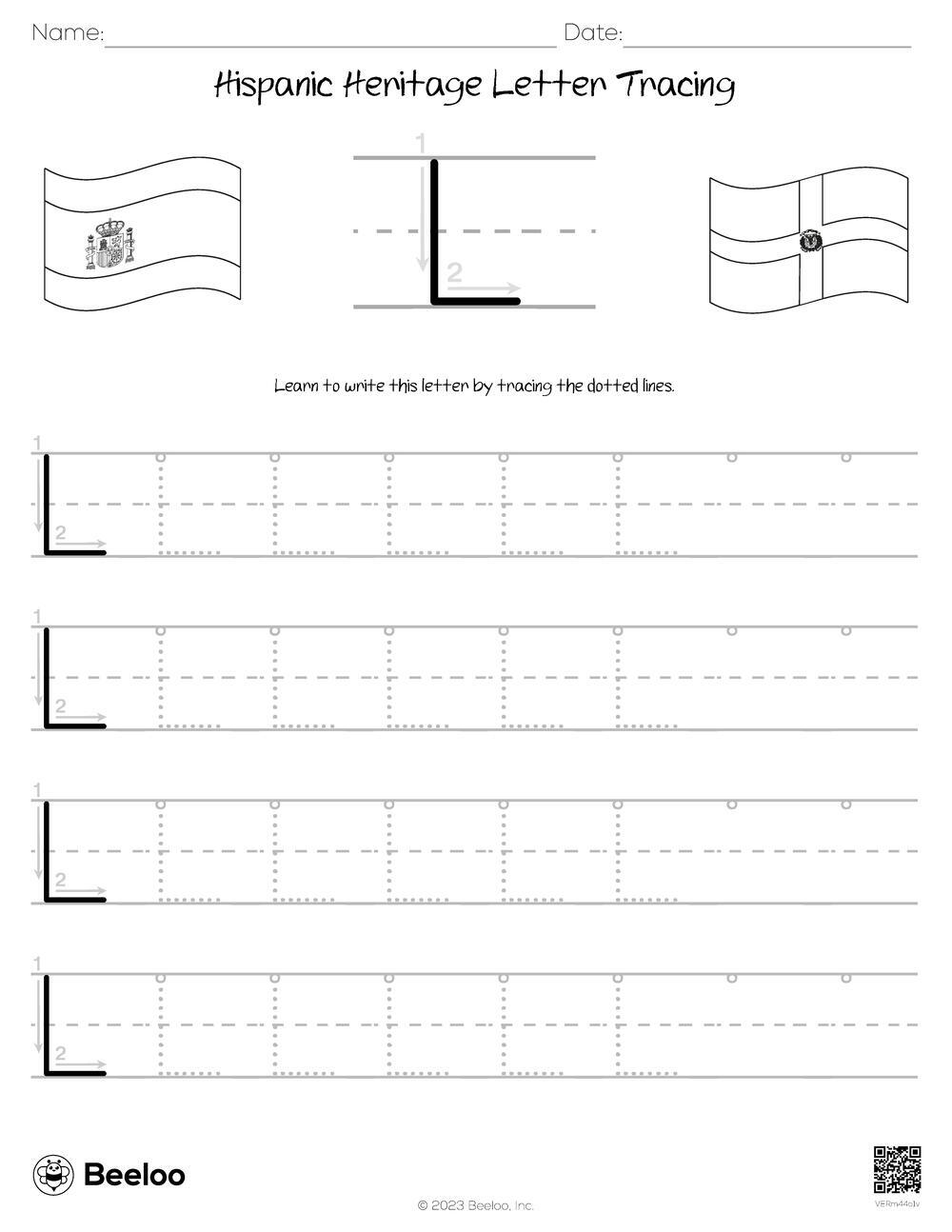 Hispanic Heritage Letter Tracing Beeloo Printable Crafts And 