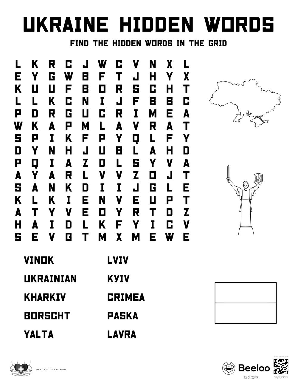 Ukraine Hidden Words Beeloo Printable Crafts And Activities For Kids