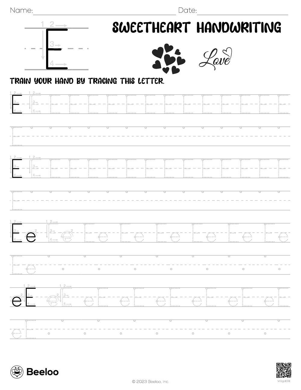 Sweetheart Handwriting Beeloo Printable Crafts And Activities For Kids