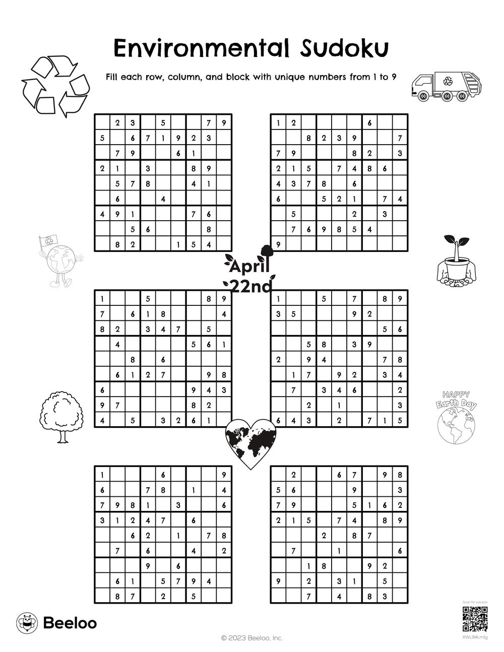 Environmental Sudoku Beeloo Printable Crafts And Activities For Kids