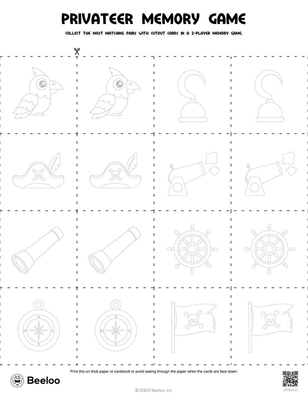 Pirate themed Memory Games Beeloo Printable Crafts And Activities For 