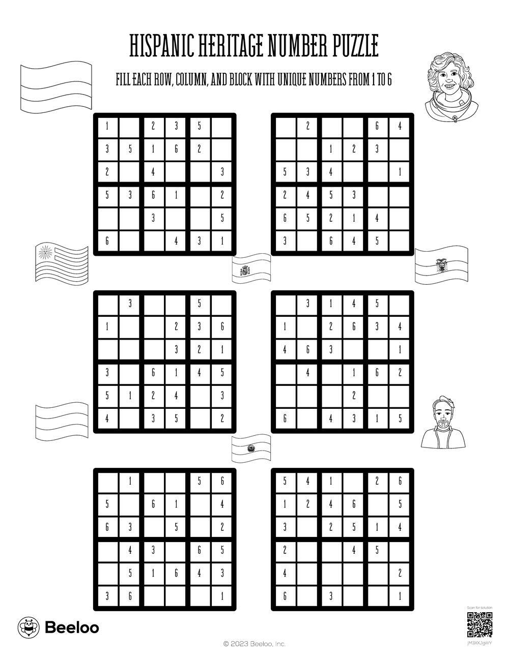 Hispanic Heritage Number Puzzle Beeloo Printable Crafts And 