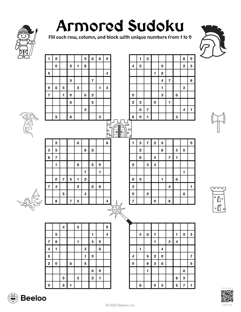 Armored Sudoku Beeloo Printable Crafts And Activities For Kids