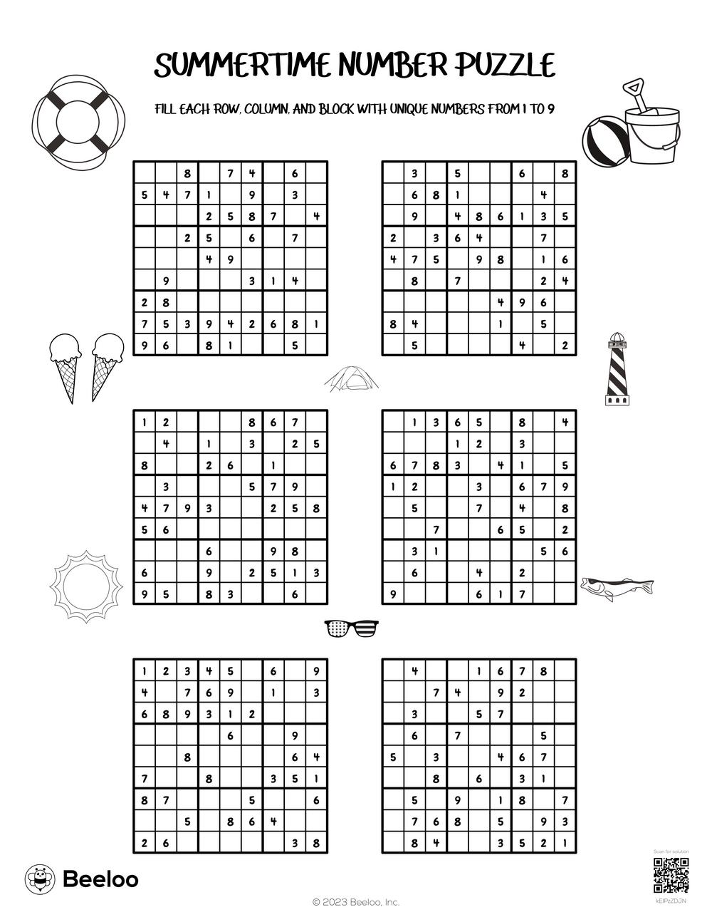 Summertime Number Puzzle Beeloo Printable Crafts And Activities For Kids Summertime Number Puzzle Beeloo Printable Crafts And Activities For Kids