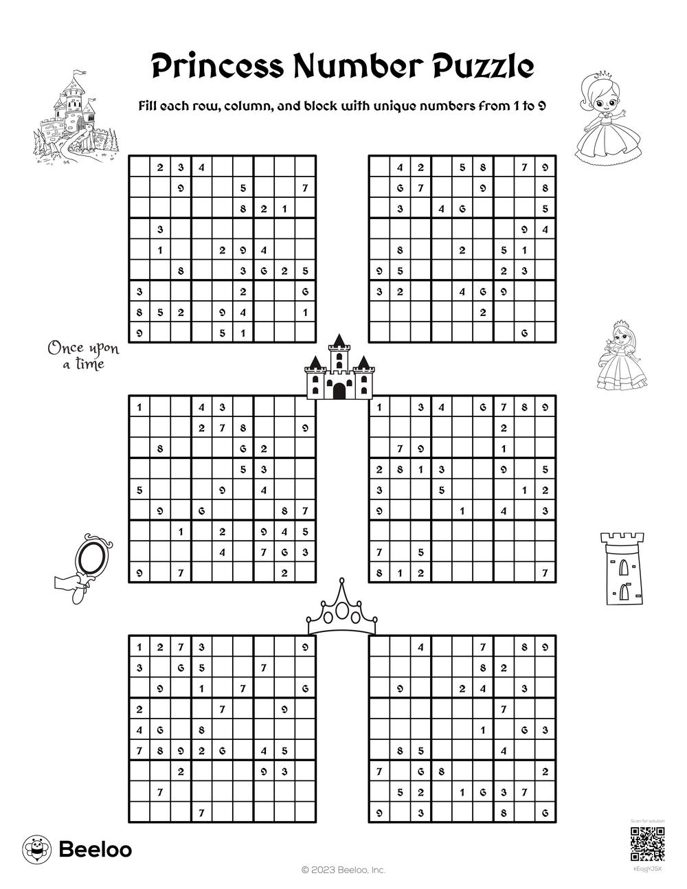 Princess Number Puzzle Beeloo Printable Crafts And Activities For Kids