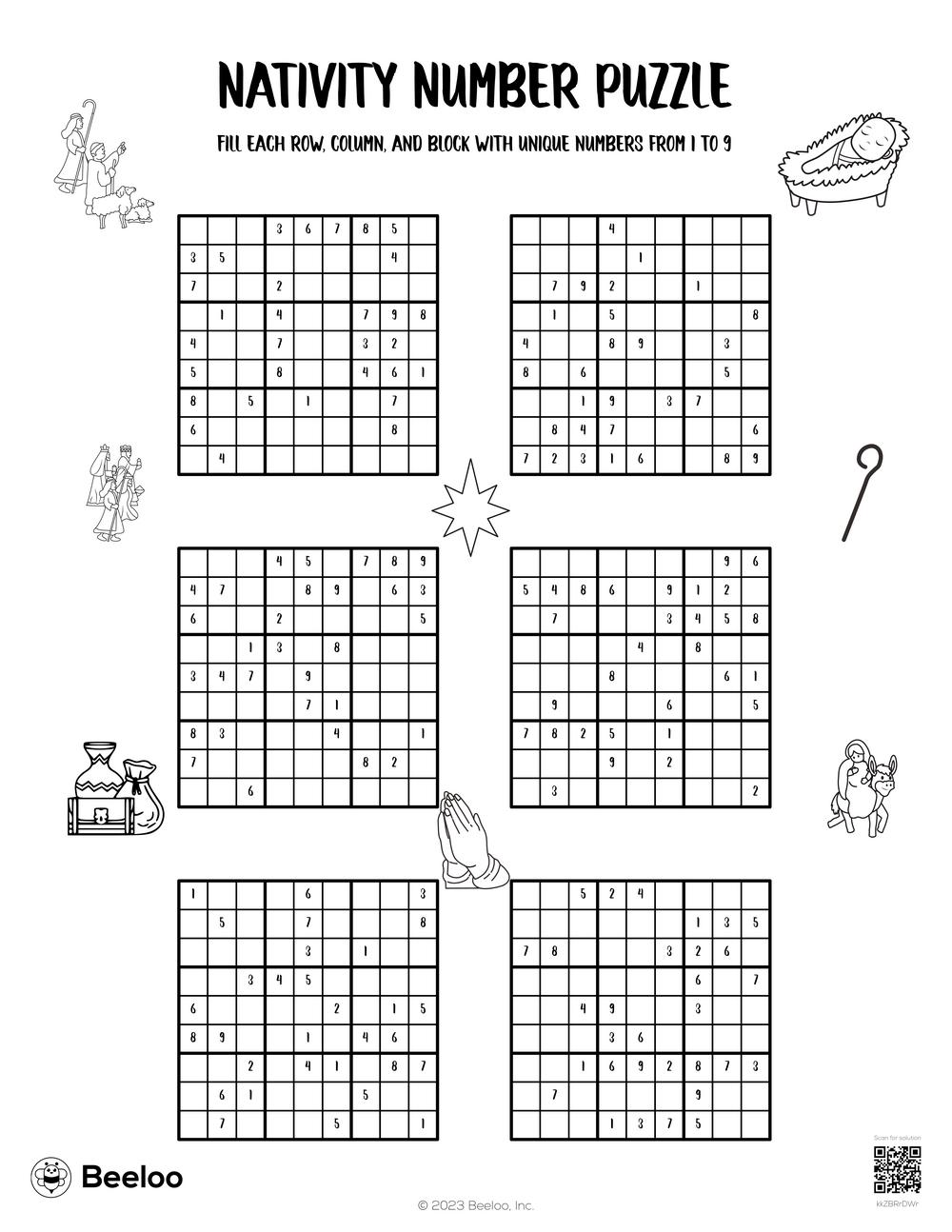 Nativity Number Puzzle Beeloo Printable Crafts And Activities For Kids