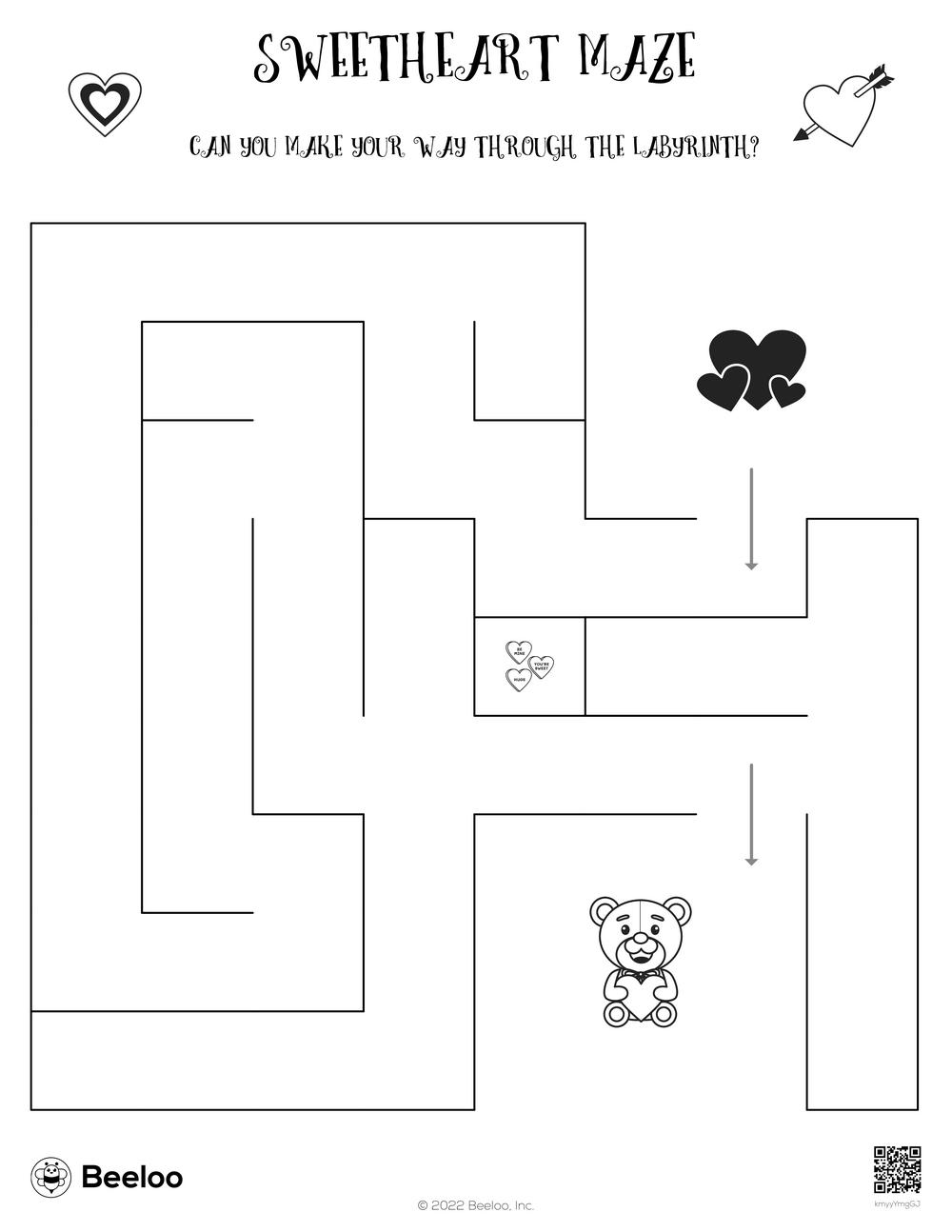 Sweetheart Maze Beeloo Printable Crafts And Activities For Kids