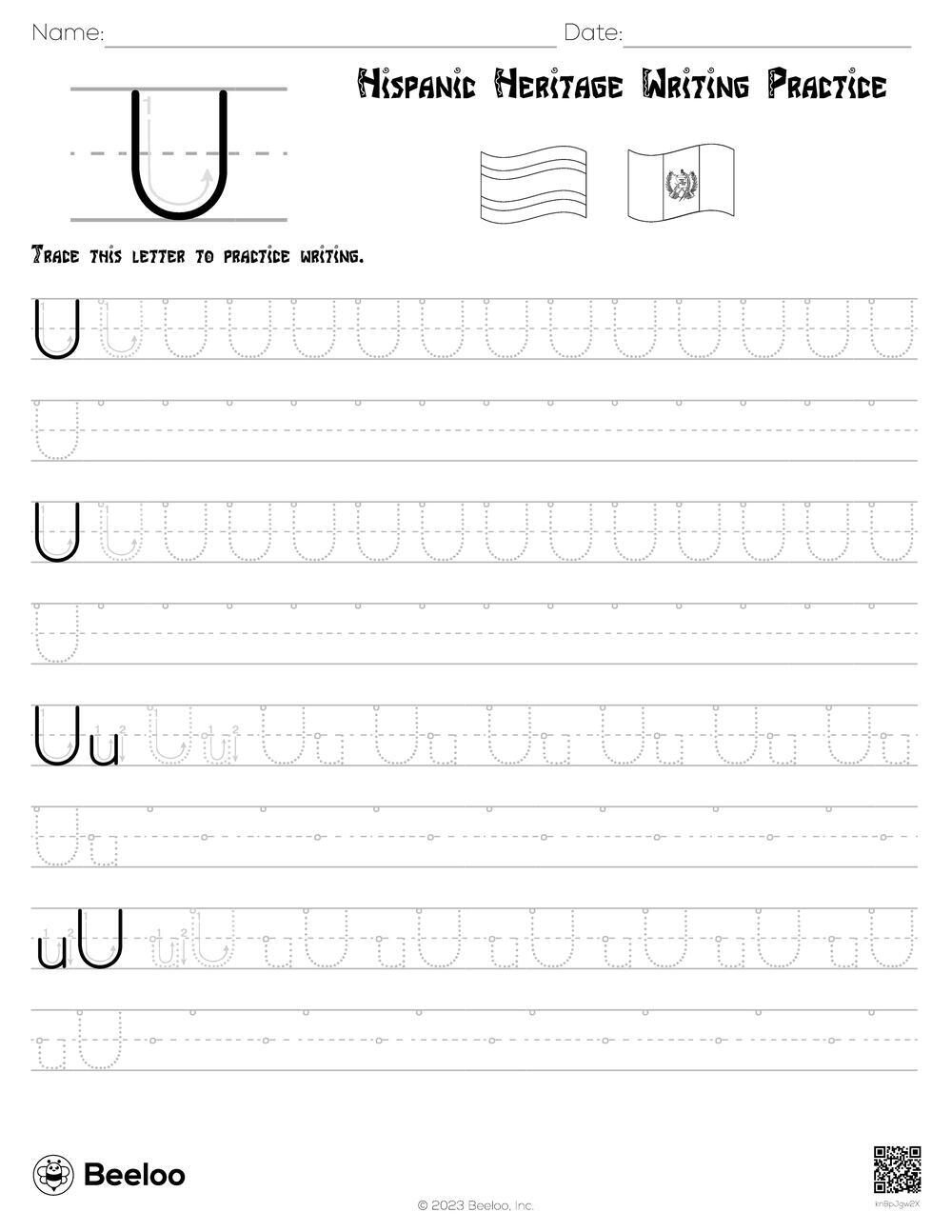 Hispanic Heritage Writing Practice Beeloo Printable Crafts And 