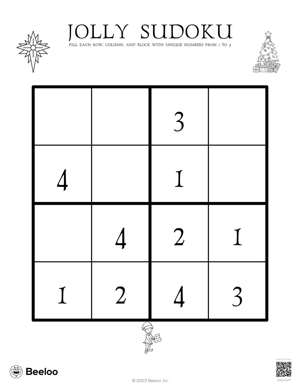 Jolly Sudoku Beeloo Printable Crafts And Activities For Kids