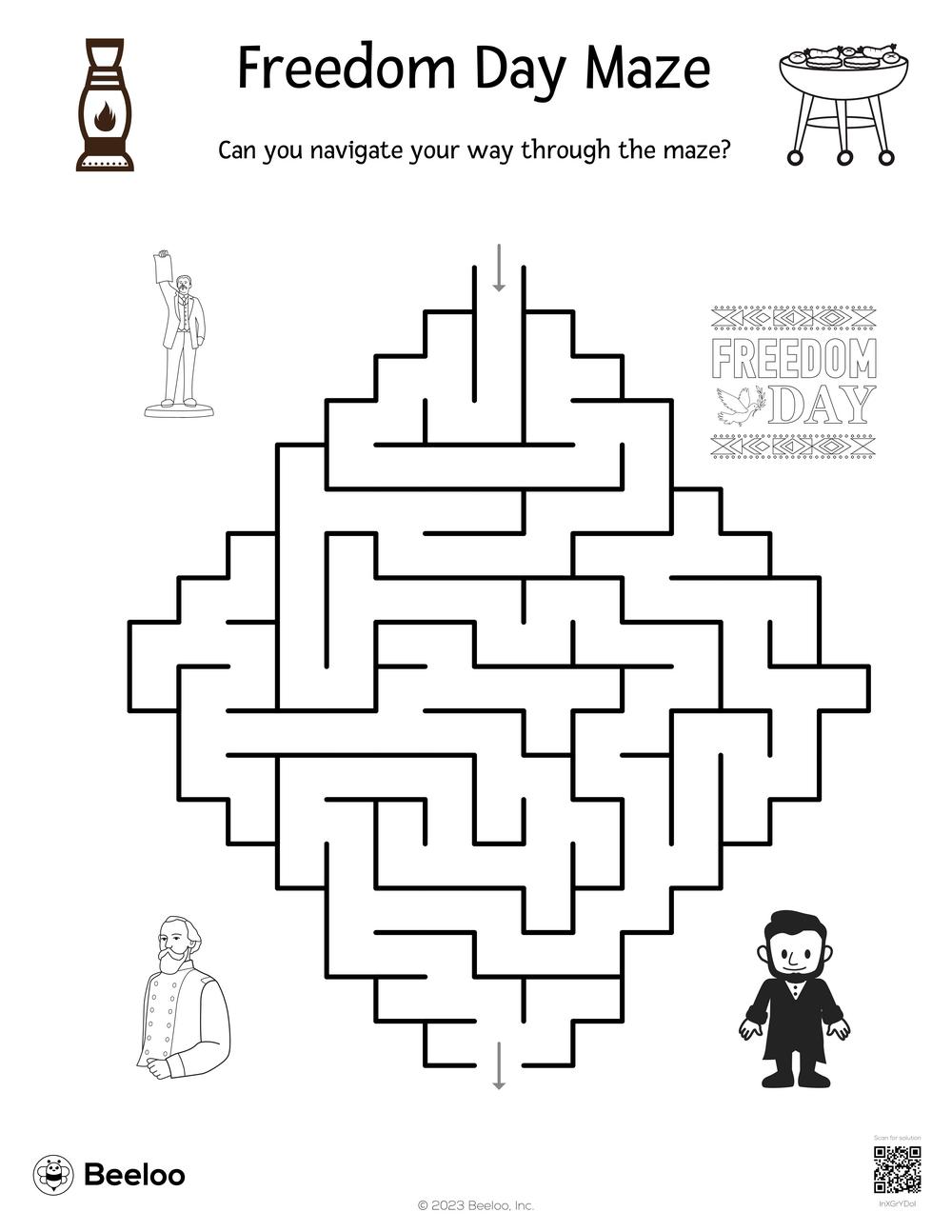 Freedom Day Maze Beeloo Printable Crafts And Activities For Kids Freedom Day Maze Beeloo Printable Crafts And Activities For Kids
